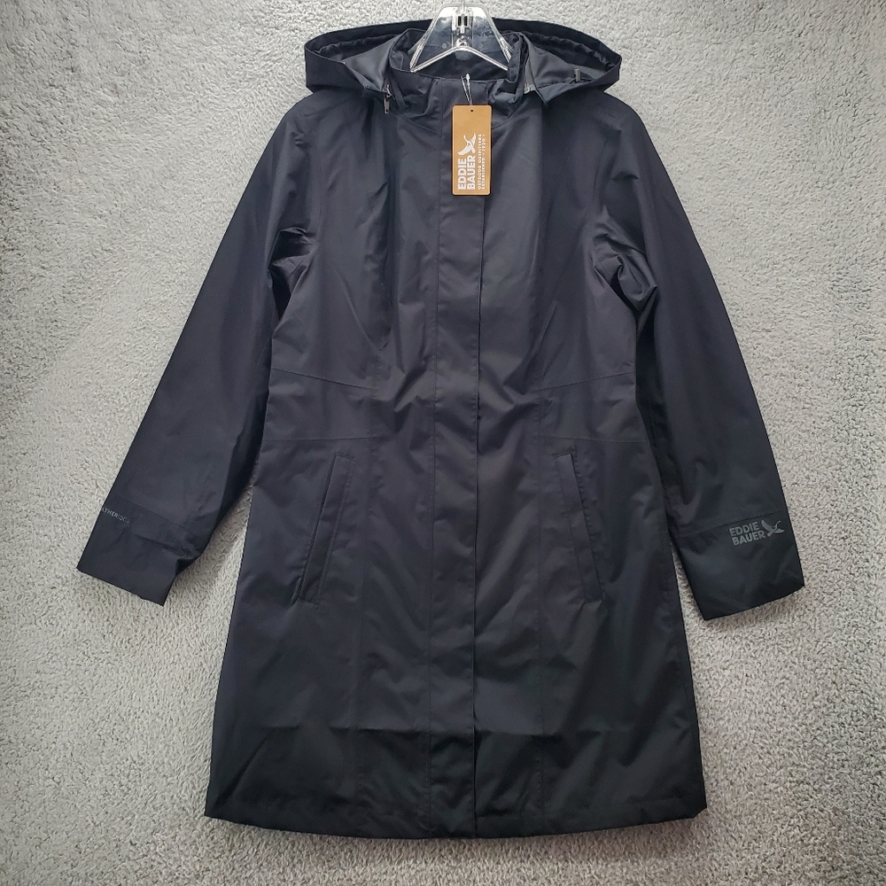 Eddie Bauer Black Hooded Raincoat